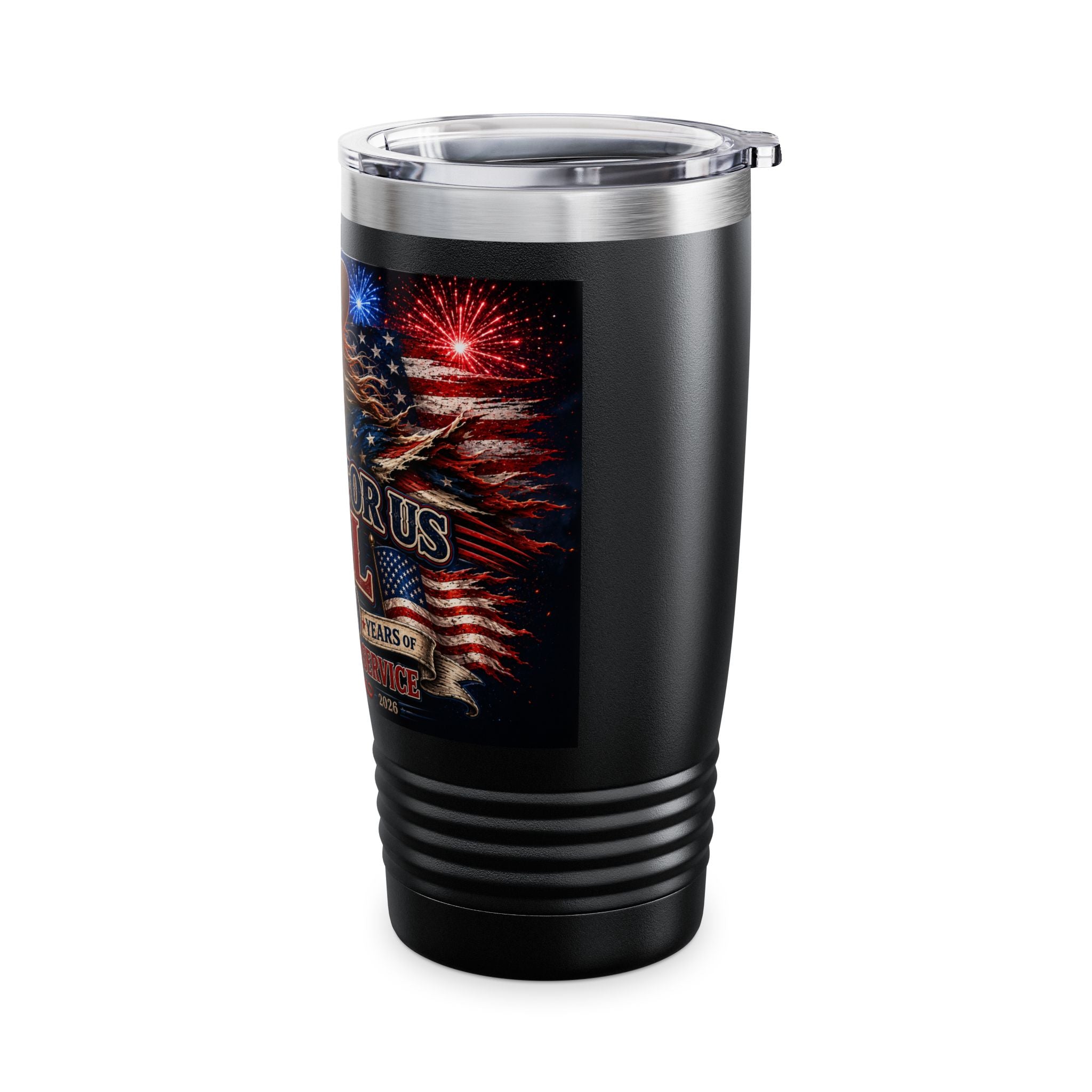 20oz Patriotic Texas Tumbler — 'Comes For Us All' Fireworks Cowboy Design