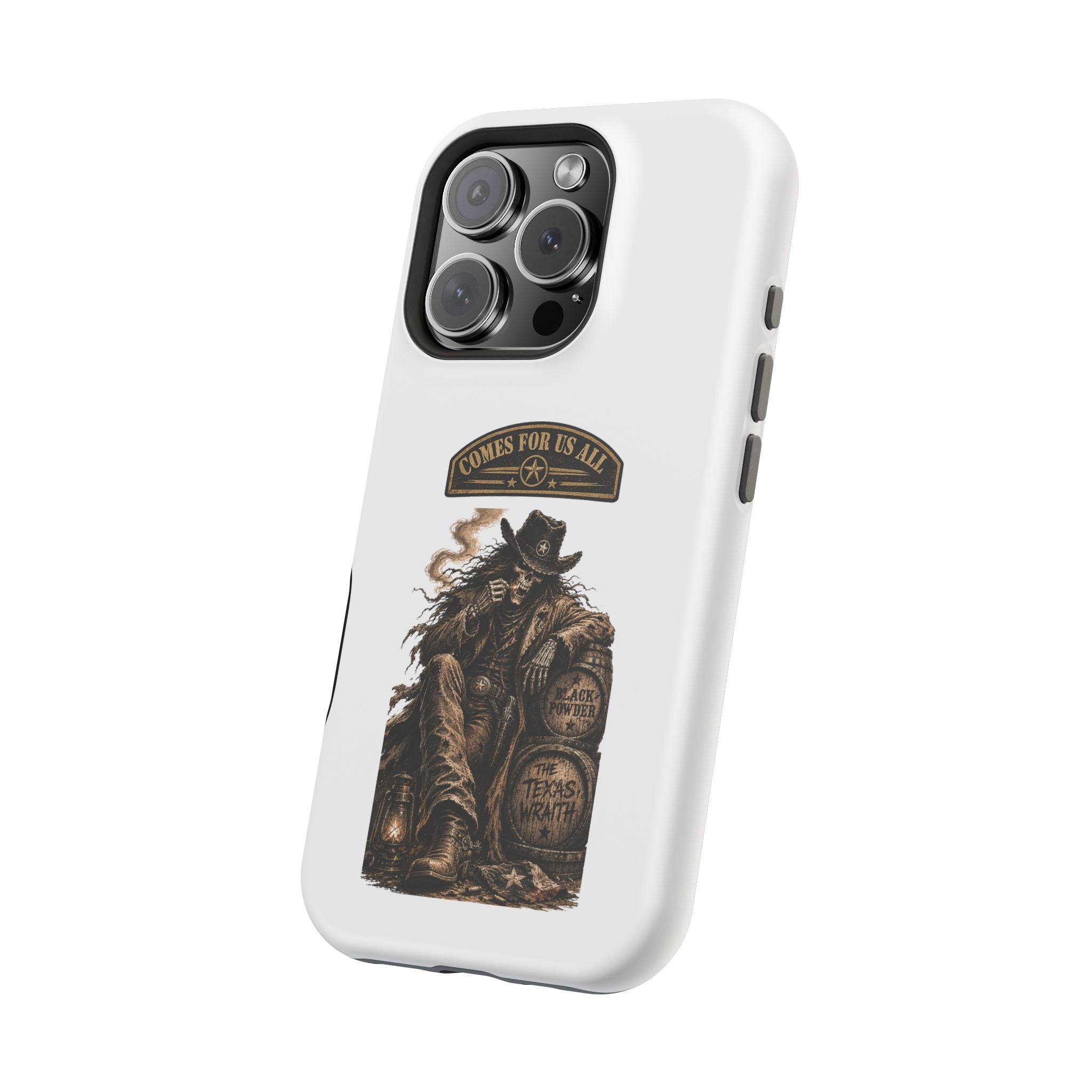 Cowboy Reaper Phone Case — 'Comes For Us All' Magnetic Impact-Resistant Design