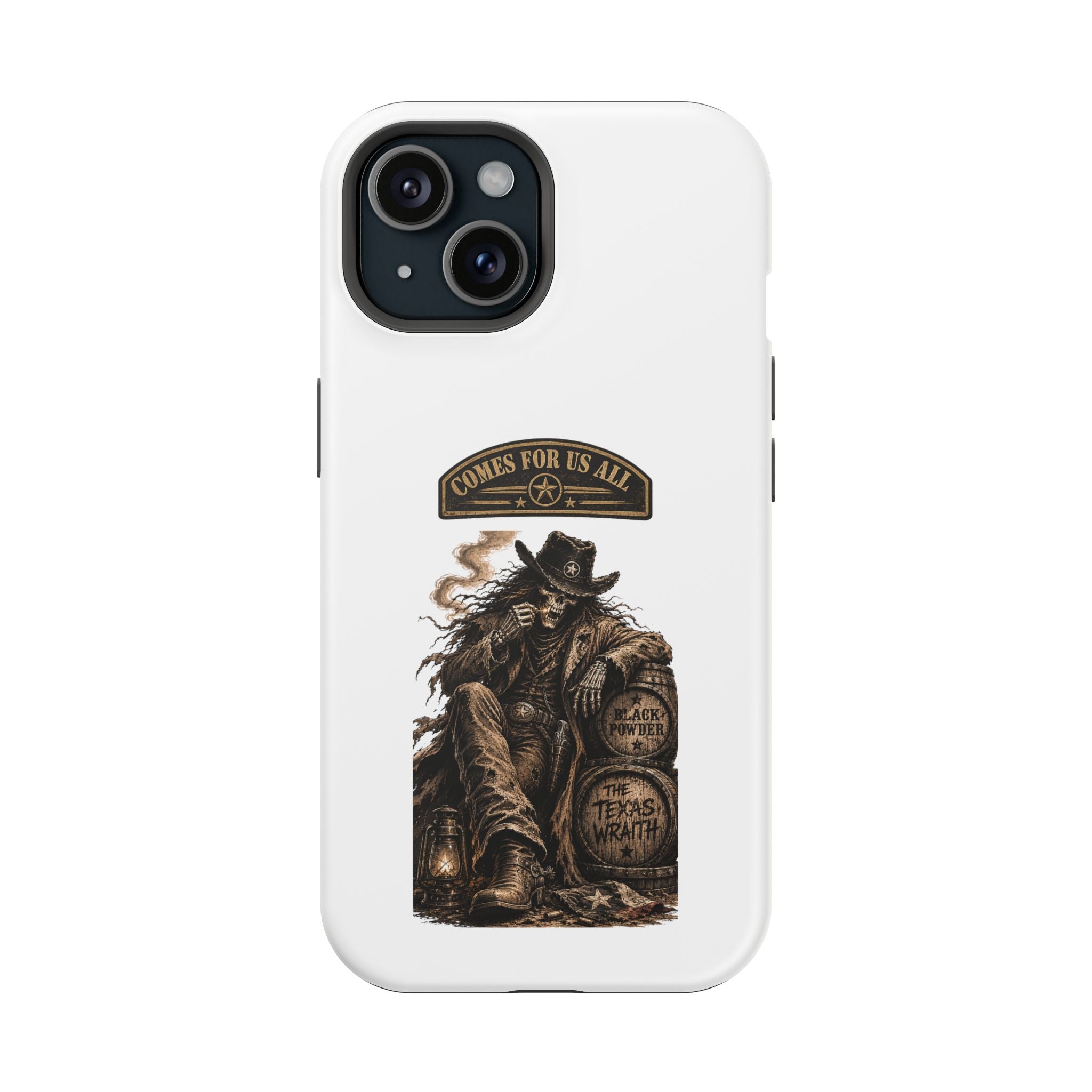 Cowboy Reaper Phone Case — 'Comes For Us All' Magnetic Impact-Resistant Design
