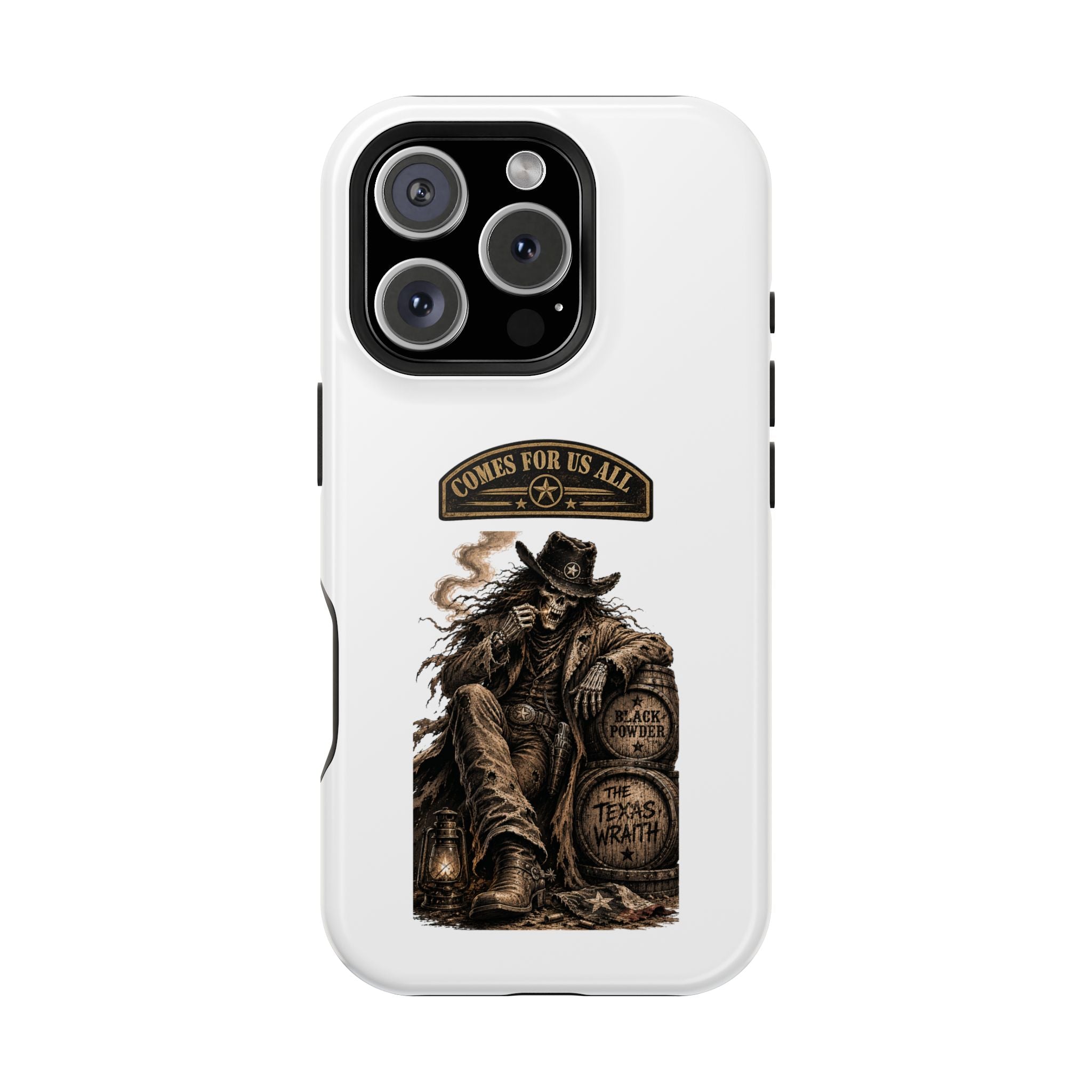 Cowboy Reaper Phone Case — 'Comes For Us All' Magnetic Impact-Resistant Design