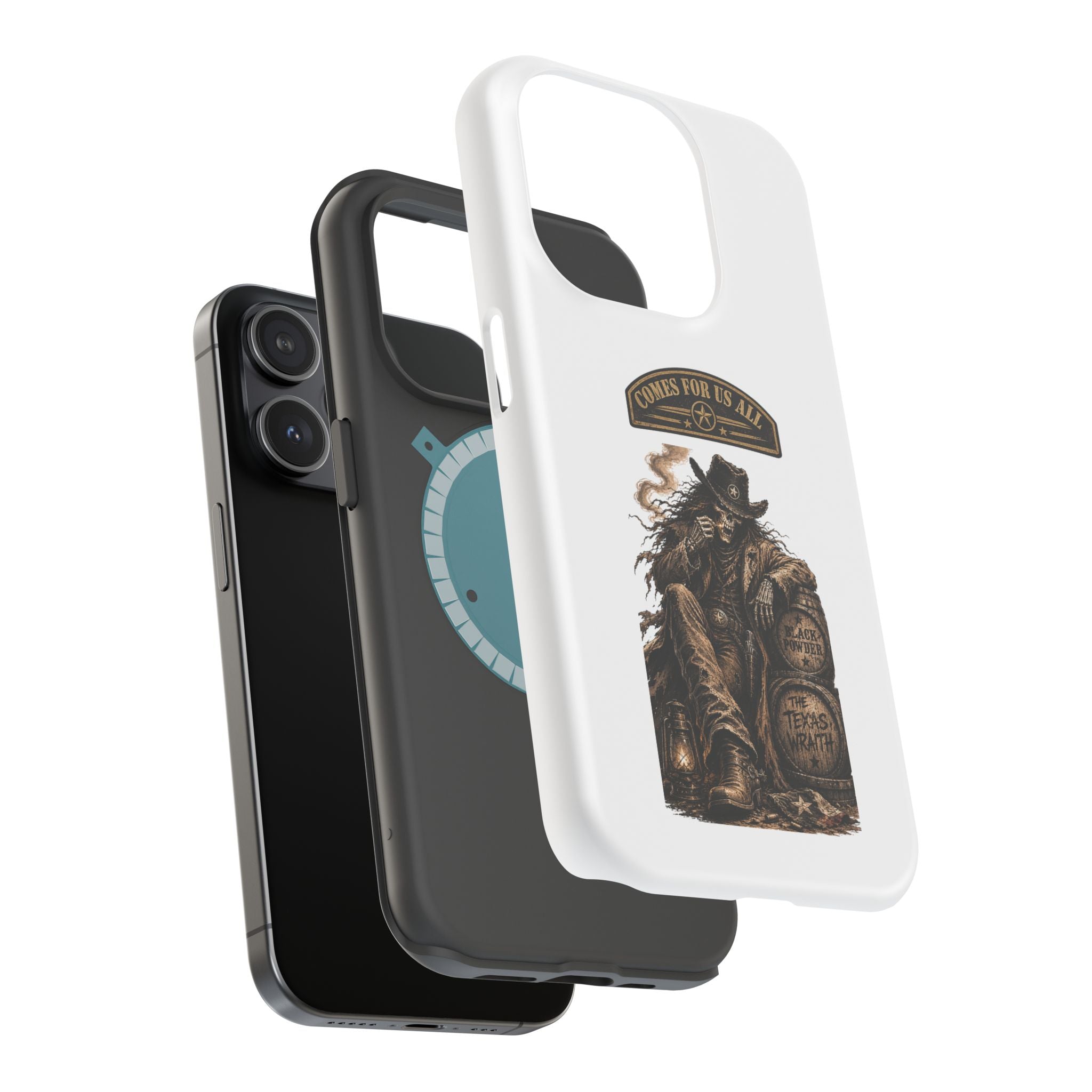 Cowboy Reaper Phone Case — 'Comes For Us All' Magnetic Impact-Resistant Design
