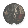 Soapstone Car Coaster — Vintage Skull & Flag Design