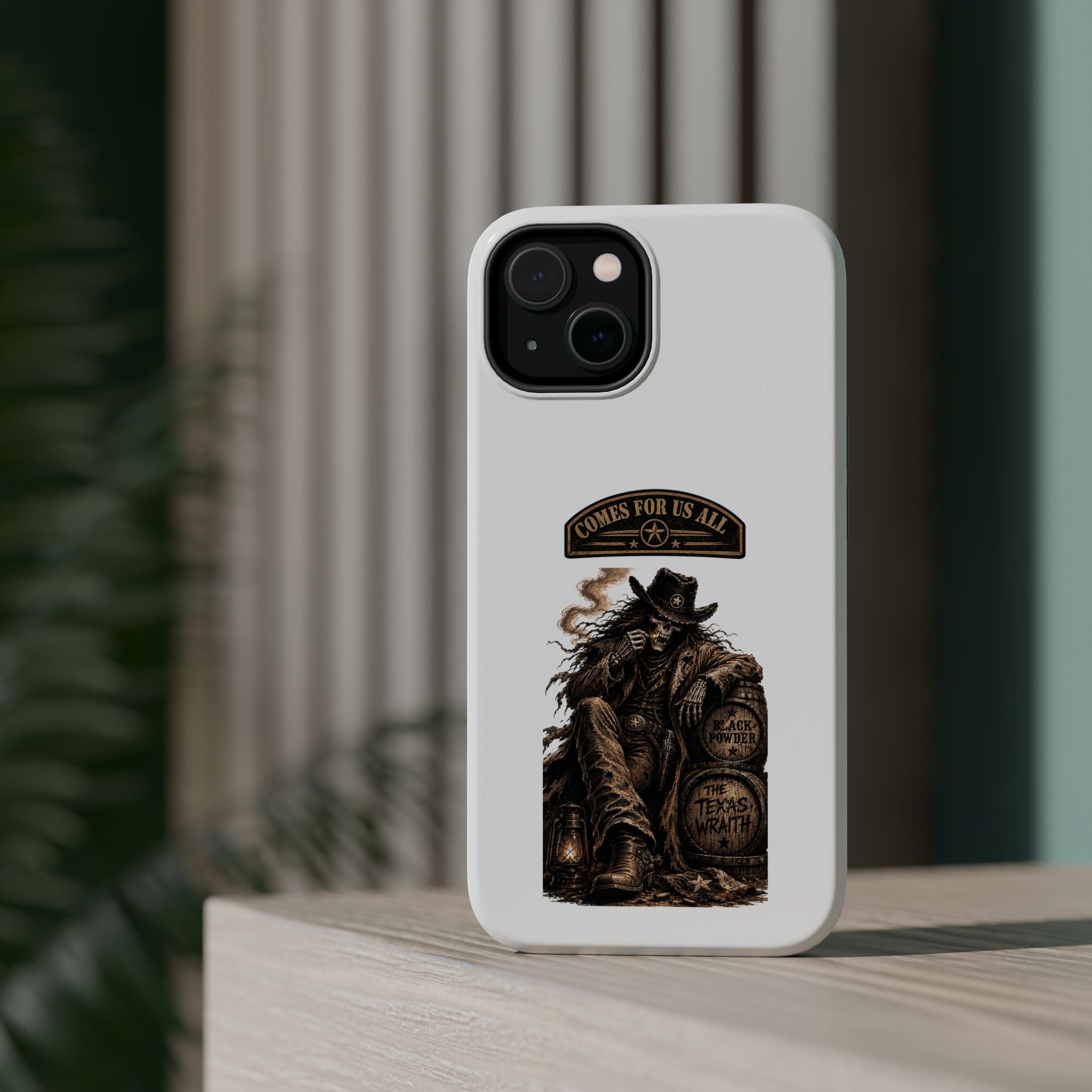 Cowboy Reaper Phone Case — 'Comes For Us All' Magnetic Impact-Resistant Design