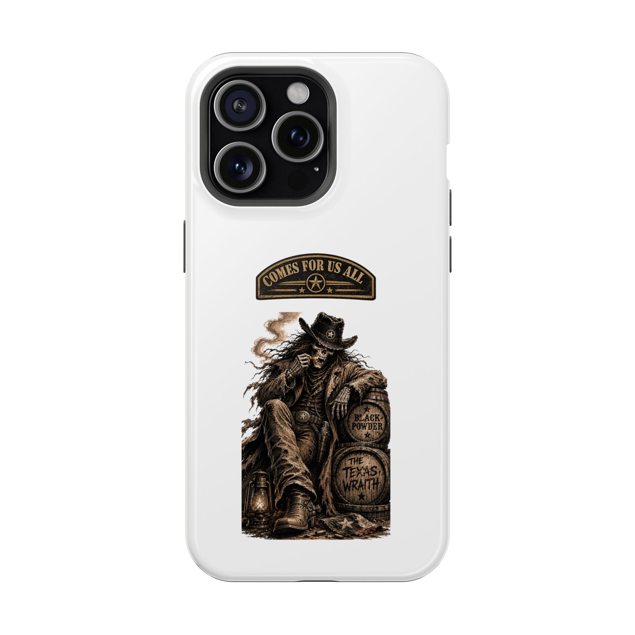 Cowboy Reaper Phone Case — 'Comes For Us All' Magnetic Impact-Resistant Design