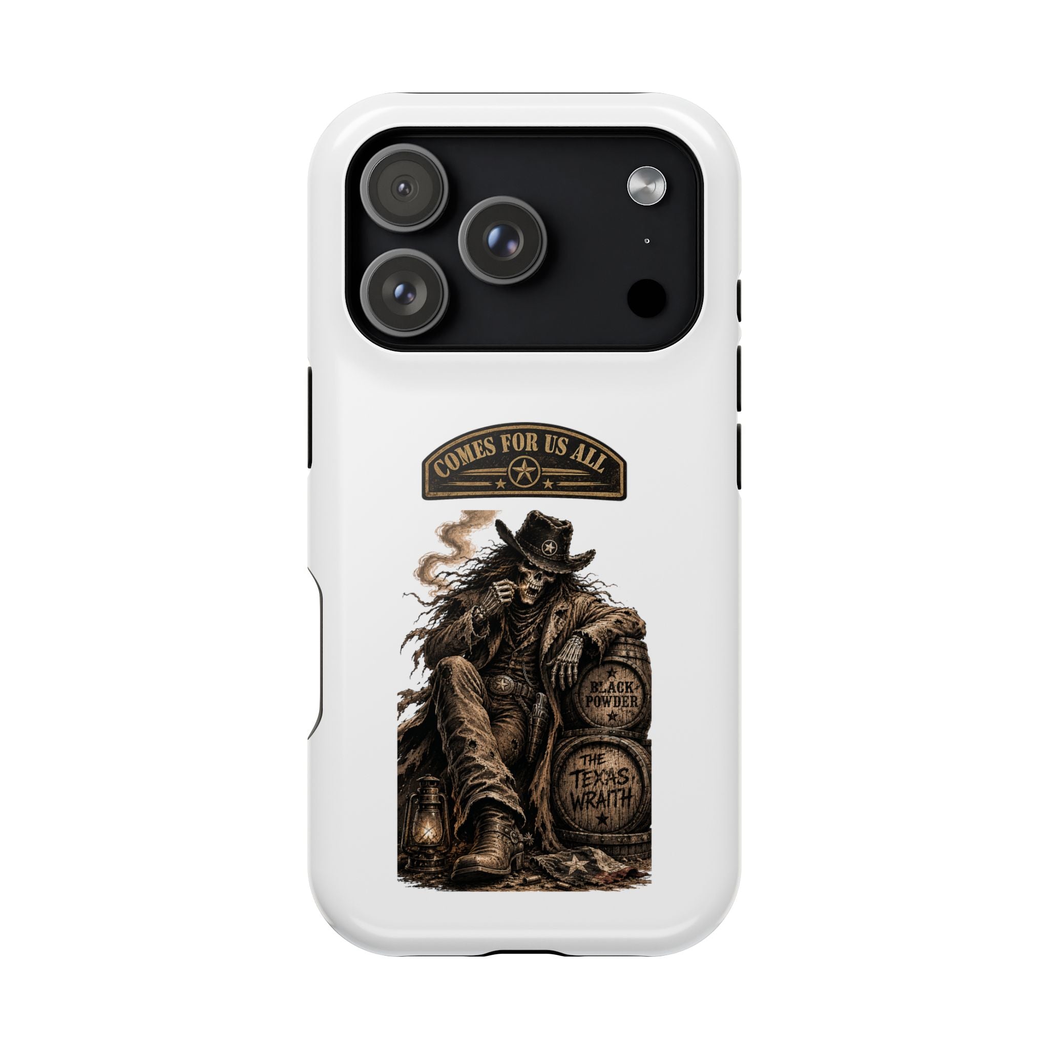 Cowboy Reaper Phone Case — 'Comes For Us All' Magnetic Impact-Resistant Design