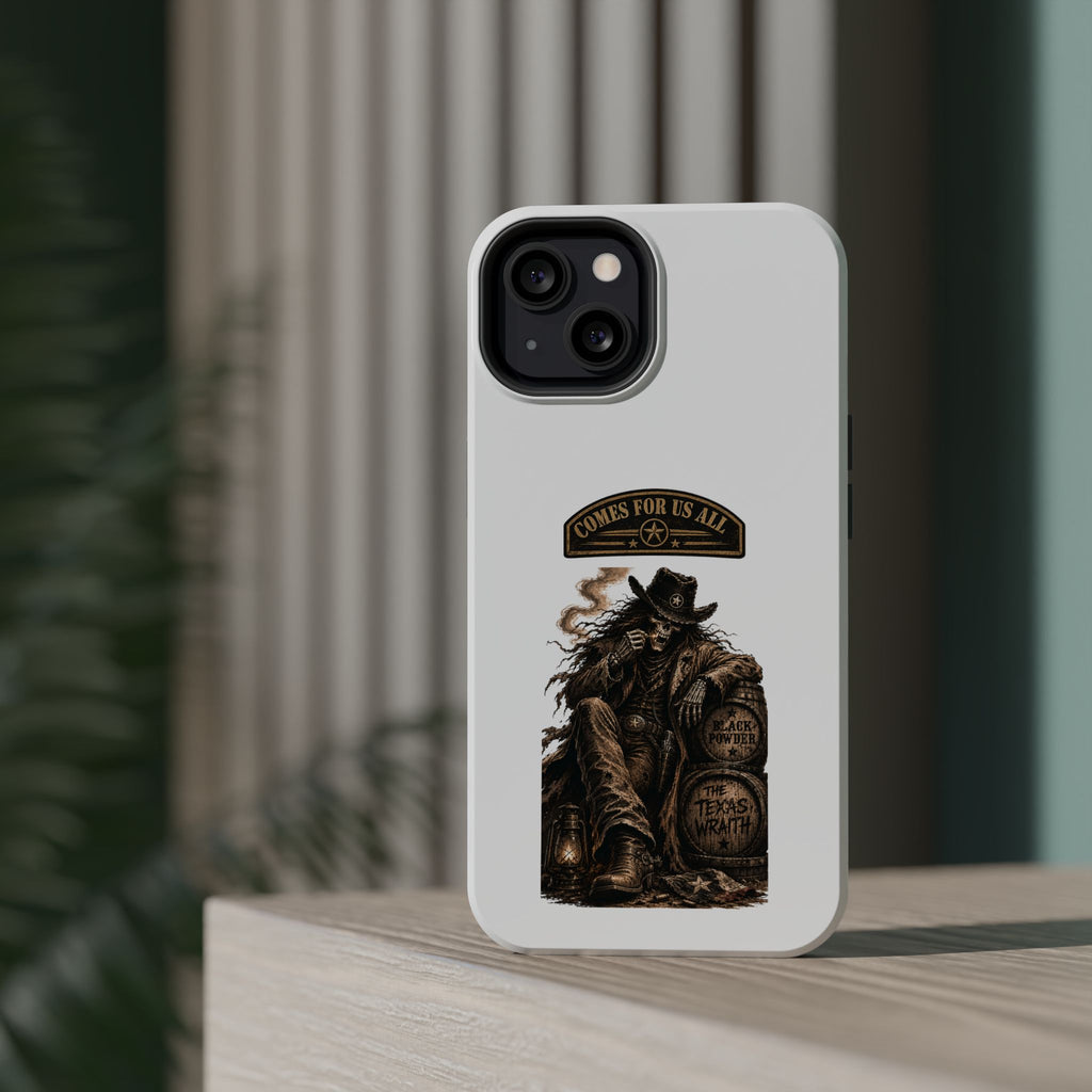 Cowboy Reaper Phone Case — 'Comes For Us All' Magnetic Impact-Resistant Design
