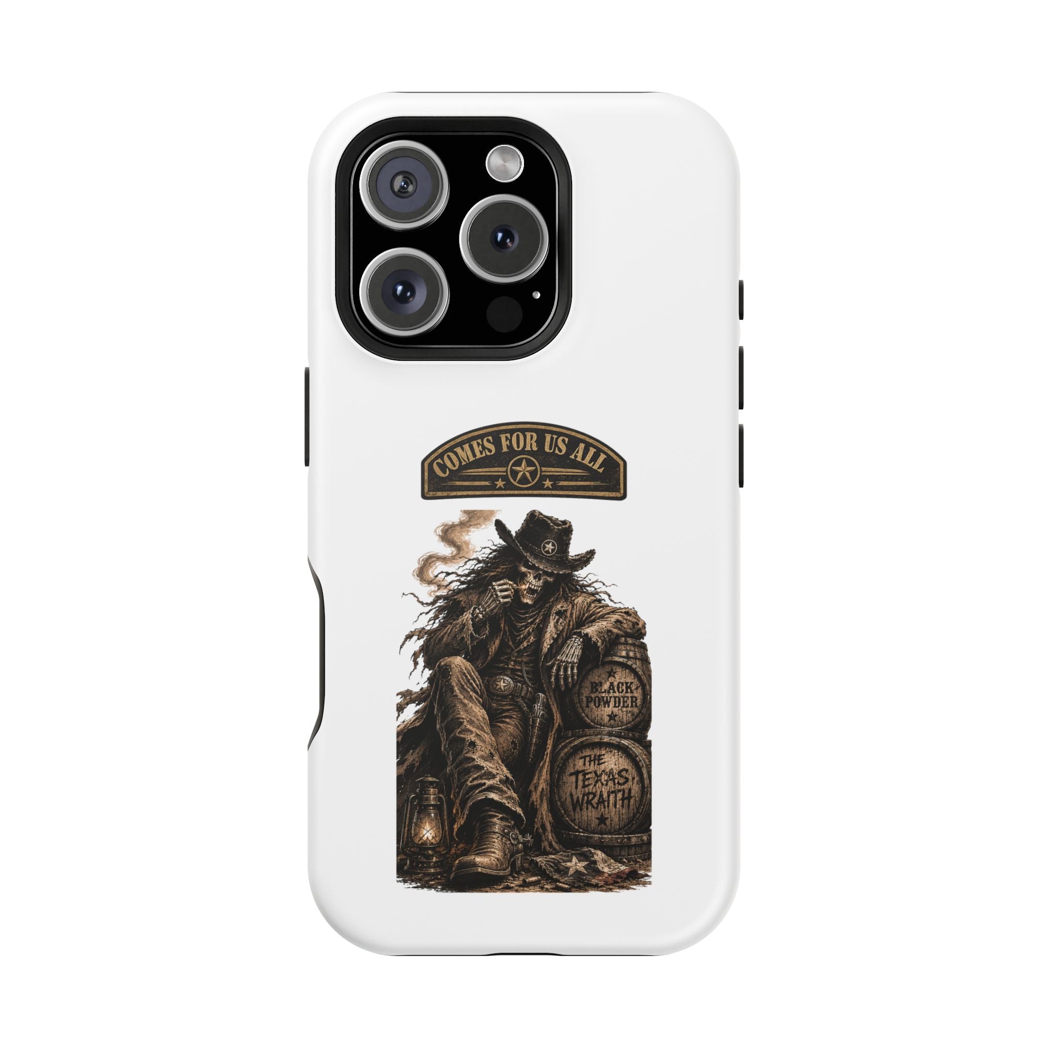 Cowboy Reaper Phone Case — 'Comes For Us All' Magnetic Impact-Resistant Design