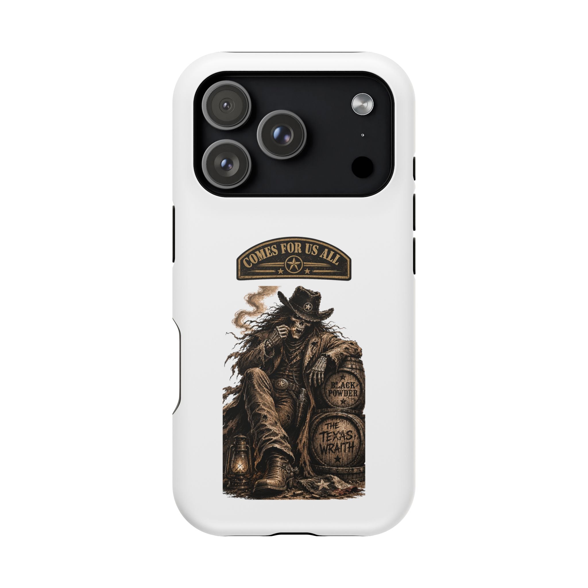 Cowboy Reaper Phone Case — 'Comes For Us All' Magnetic Impact-Resistant Design