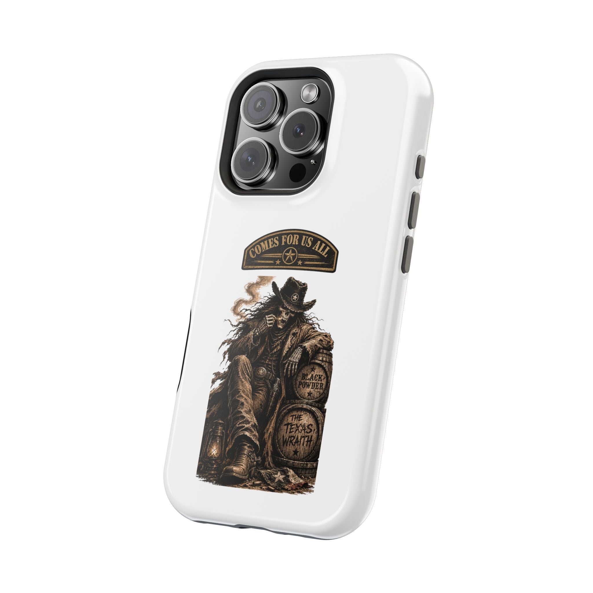 Cowboy Reaper Phone Case — 'Comes For Us All' Magnetic Impact-Resistant Design