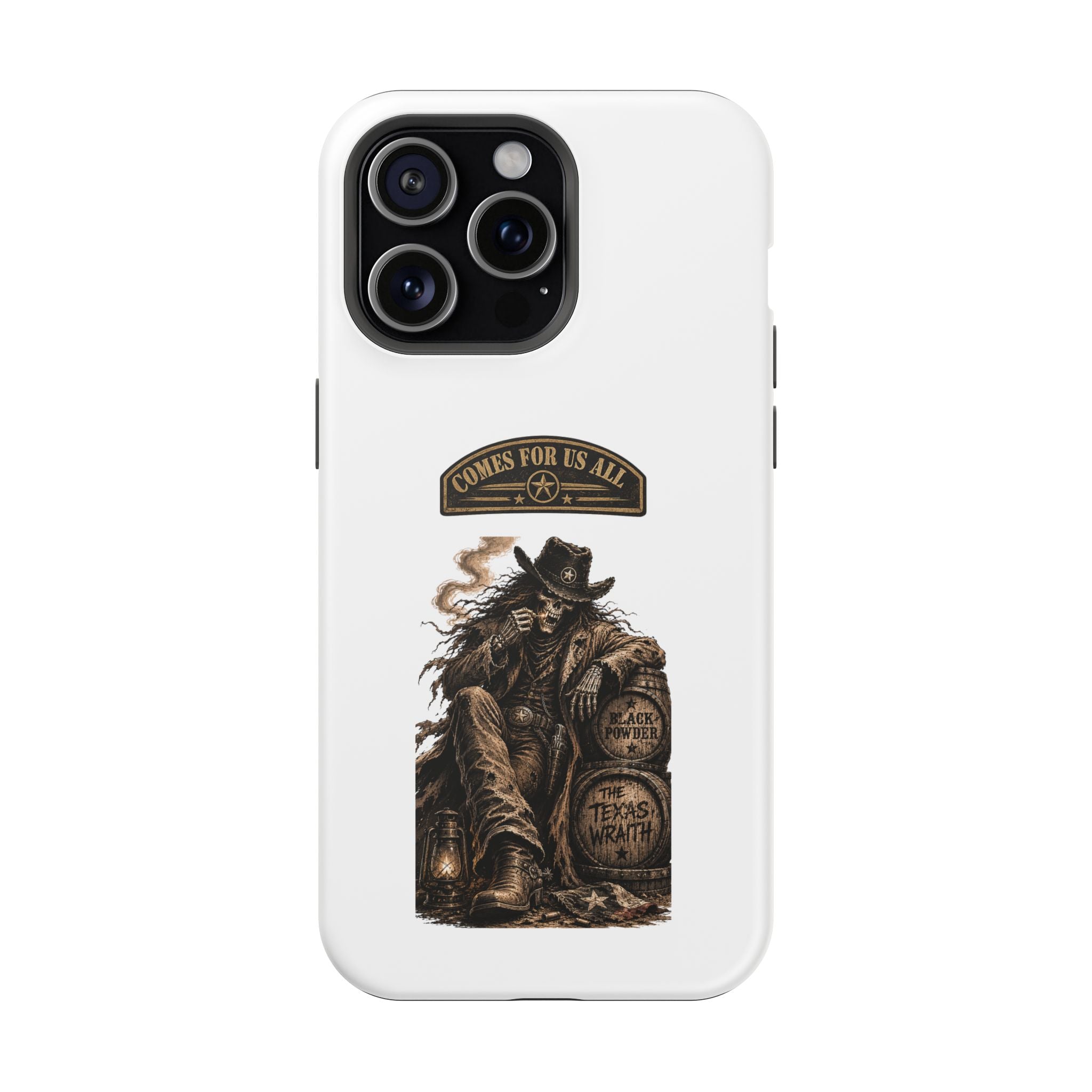 Cowboy Reaper Phone Case — 'Comes For Us All' Magnetic Impact-Resistant Design