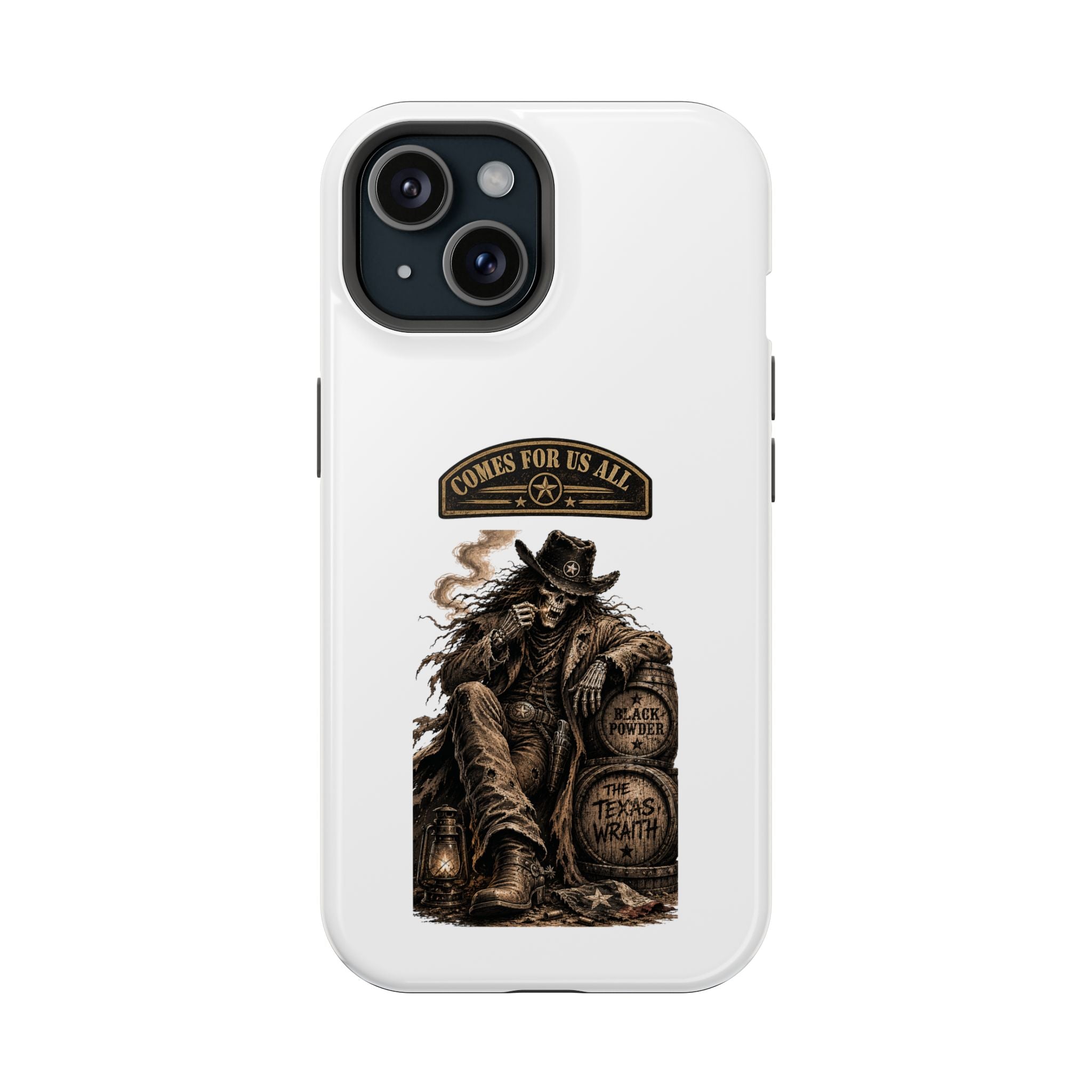 Cowboy Reaper Phone Case — 'Comes For Us All' Magnetic Impact-Resistant Design