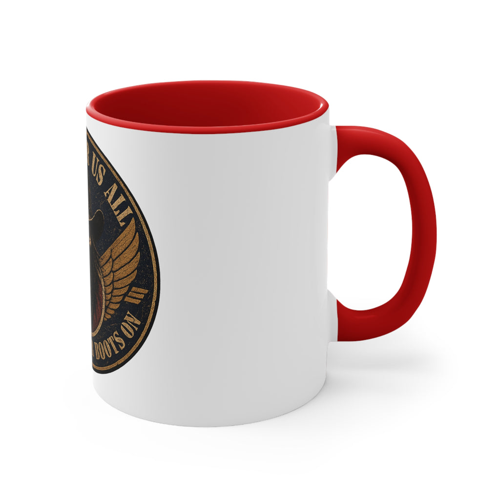 Skull Cowboy Accent Mug — "Comes For Us All" Gothic Biker Coffee Cup