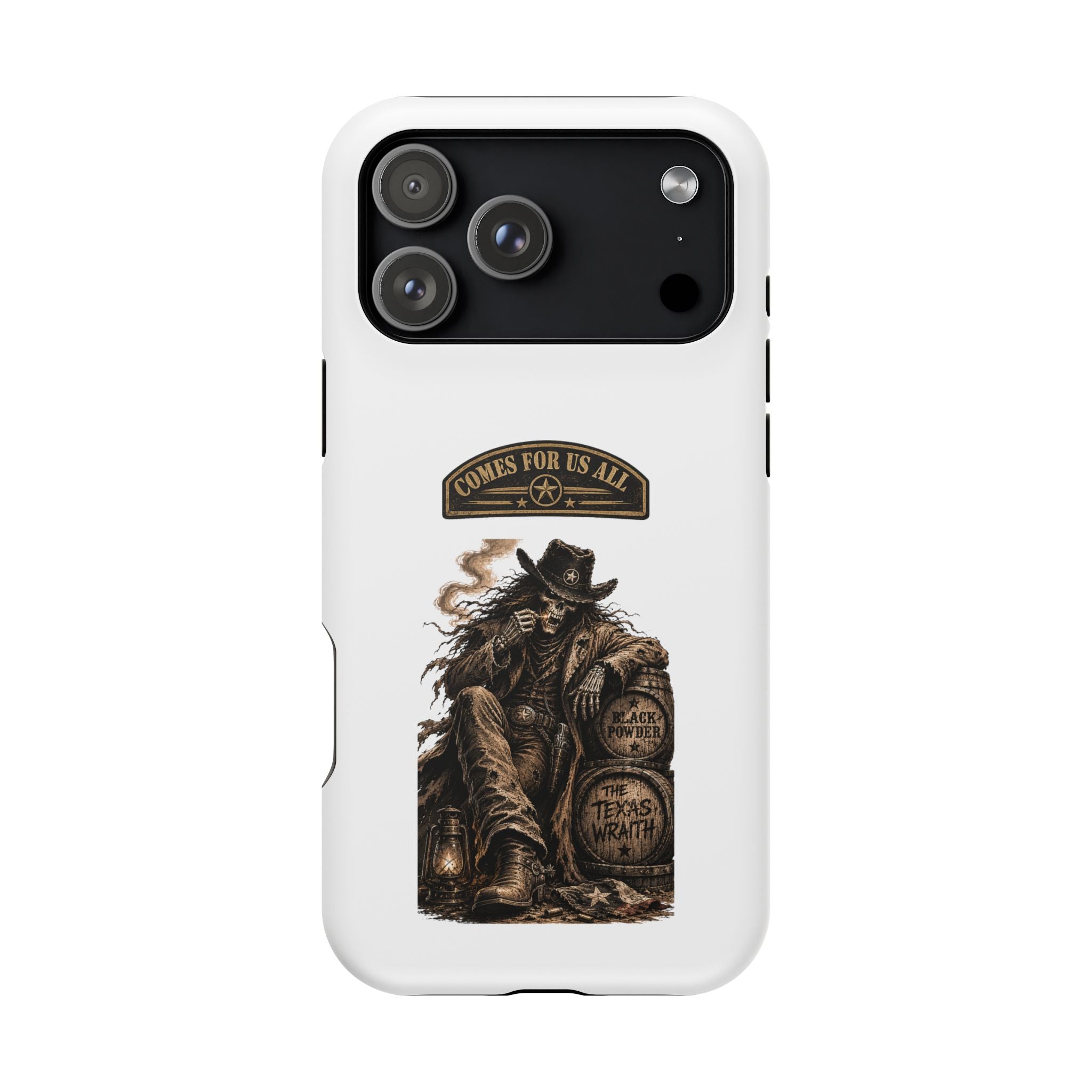 Cowboy Reaper Phone Case — 'Comes For Us All' Magnetic Impact-Resistant Design