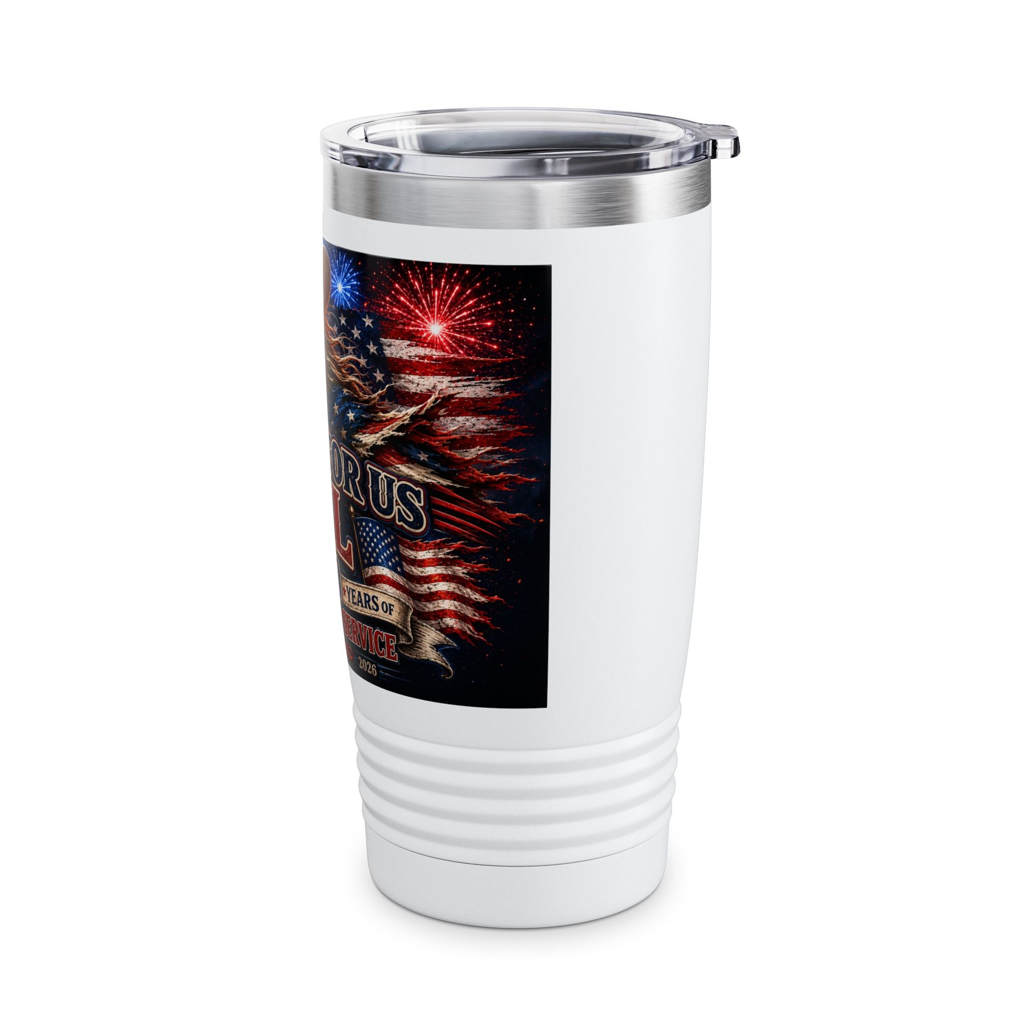 20oz Patriotic Texas Tumbler — 'Comes For Us All' Fireworks Cowboy Design